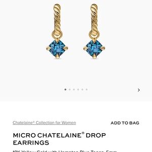 David Yurman Micro Chatelaine Drop Earrings 18K Gold - Hampton Blue Topaz $1100